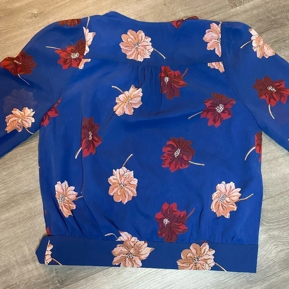Madewell Effie Blue Floral Woven Wrap Top